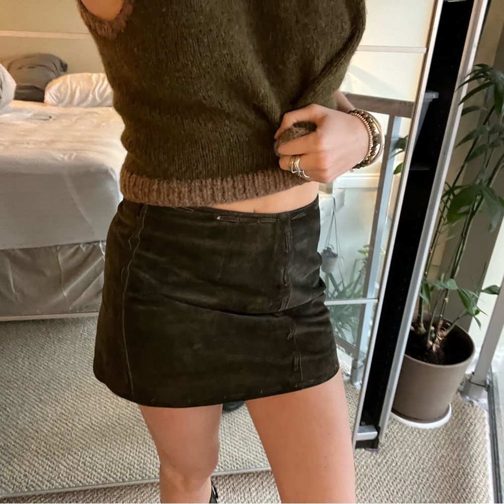 Green suede D&G mini skirt